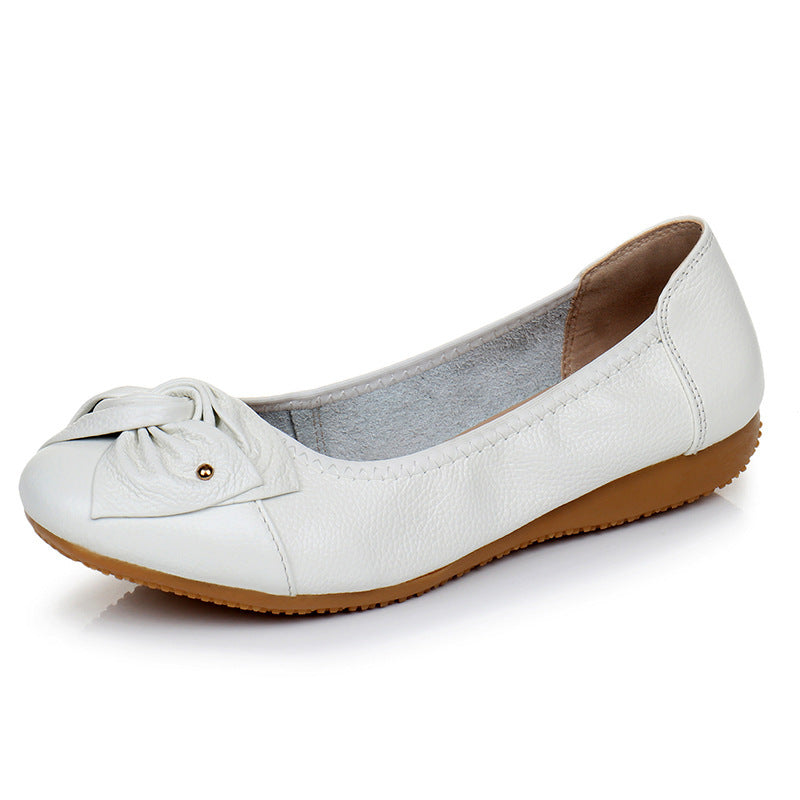 Leather Low-cut Comfortable Soft Soled Flats Shoes - Plush Fashions Shop 