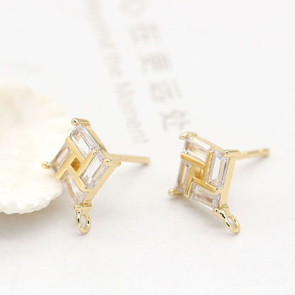 Stone Plated 14K Real Gold Earrings - Plush Fashions Shop 