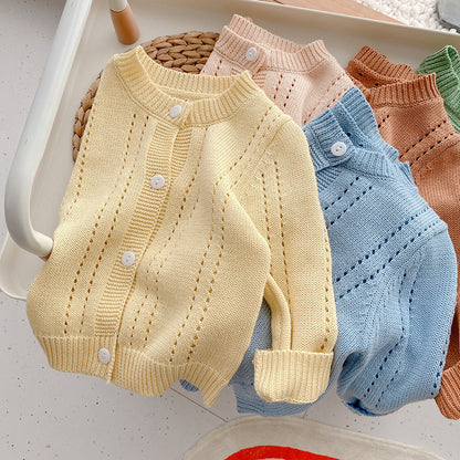 Candy Kids Baby Girls Full Sleeve Solid Knitted Sweaters - Plush Fashions Shop 