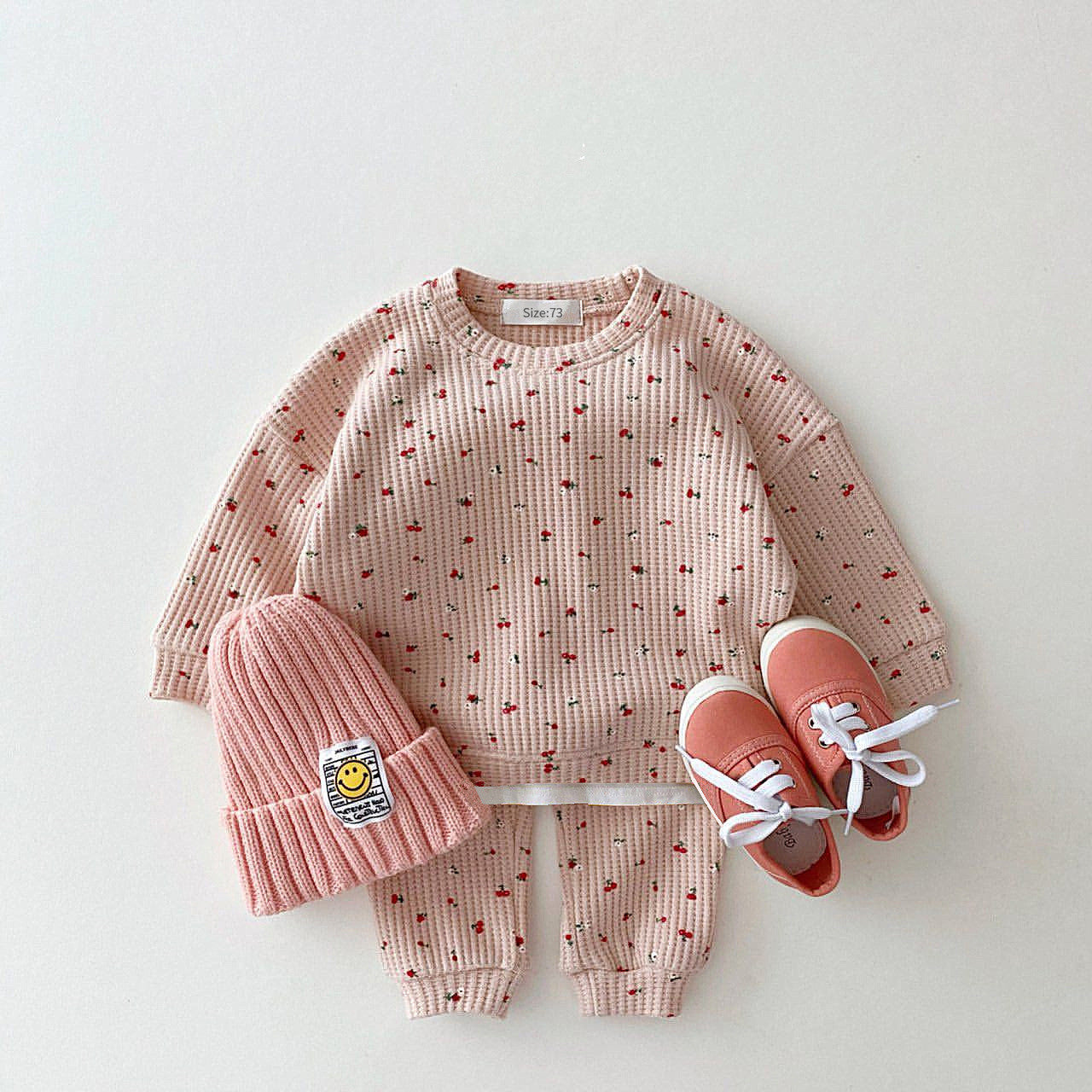 Infant & Kids Waffle Sweatshirt Casual Set - Plush Fashions Shop 