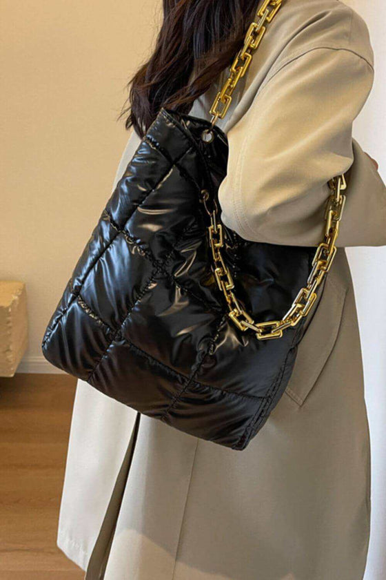 Ladies Bubble Texture Chain HandbagIntroducing our Bubble Texture Chain Handbag, the perfect accessory for any occasion. Made with durable polyester material and imported for quality, this medium-sizeHand bagPlush Fashion ShopPlush Fashion ShopBubble Texture Chain Handbag