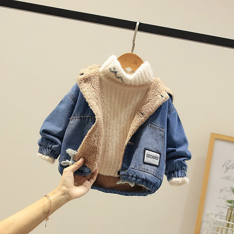 Fashion Simple Boys Thickened Casual Denim Jacket - Plush Fashions Shop 