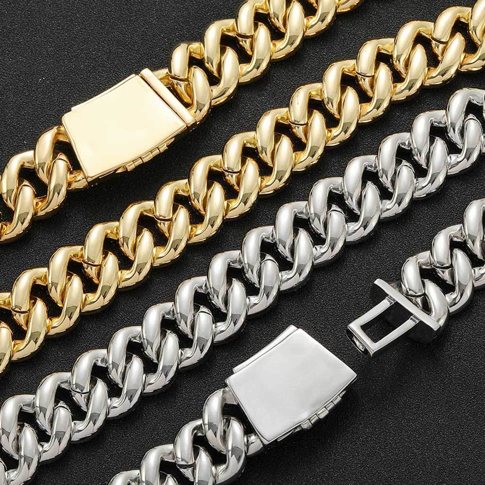 Miami Buckle Cuban Chain Real Gold Plating Bracelet - Plush Fashions Shop 