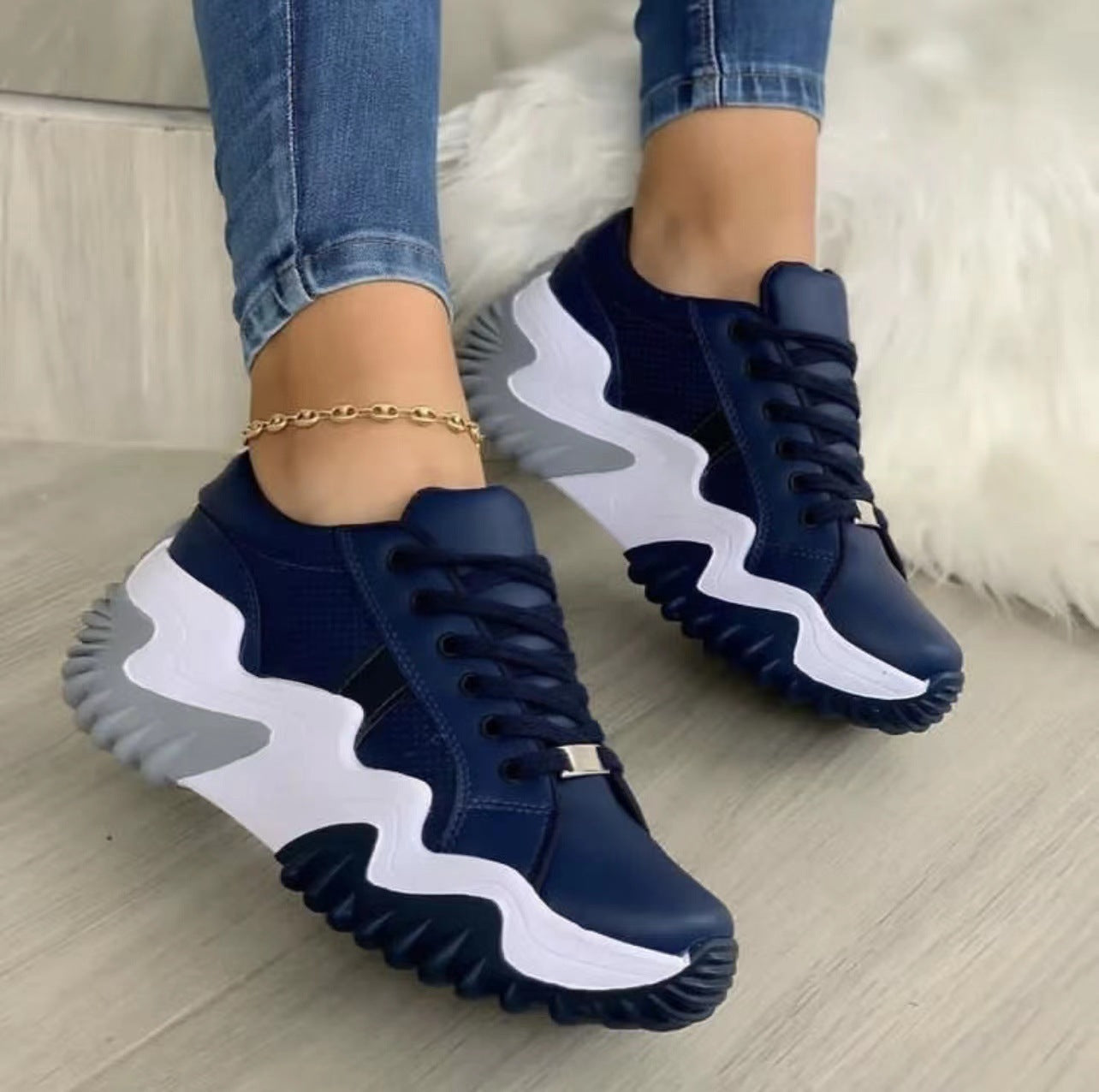 Women Shoes Lace-up Sports Sneakers - Plush Fashions Shop 