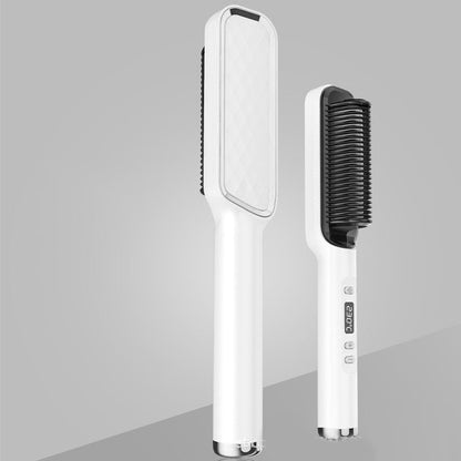 Profissional Hair Straightener Brush, Electric Hot Comb, Anti-scalding Ceramic Hair Curler, White.