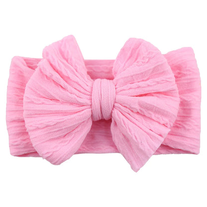 Newborn Solid Cable Baby Bow Headband for Child - Plush Fashions Shop 