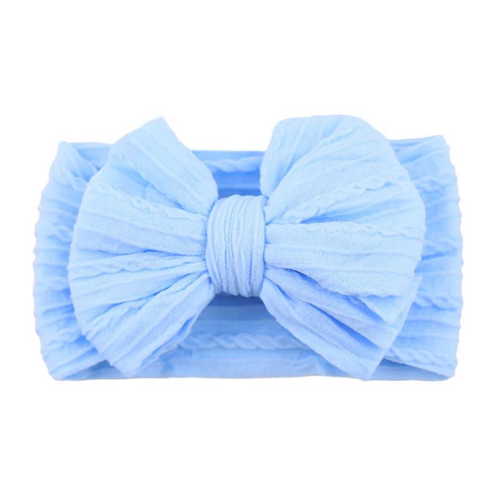 Newborn Solid Cable Baby Bow Headband for Child - Plush Fashions Shop 