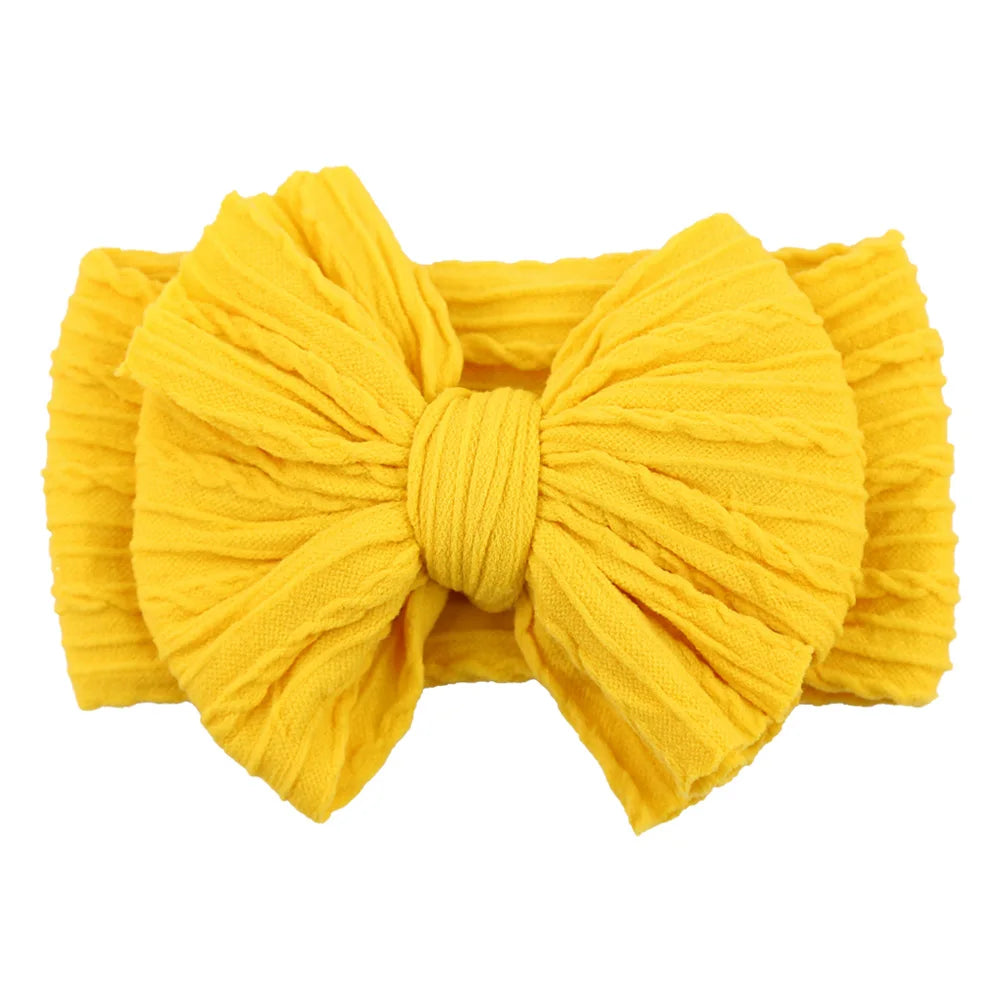 Newborn Solid Cable Baby Bow Headband for Child - Plush Fashions Shop 