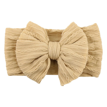 Newborn Solid Cable Baby Bow Headband for Child - Plush Fashions Shop 