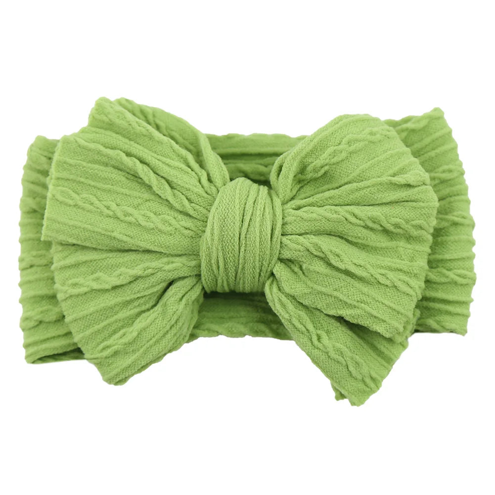 Newborn Solid Cable Baby Bow Headband for Child - Plush Fashions Shop 