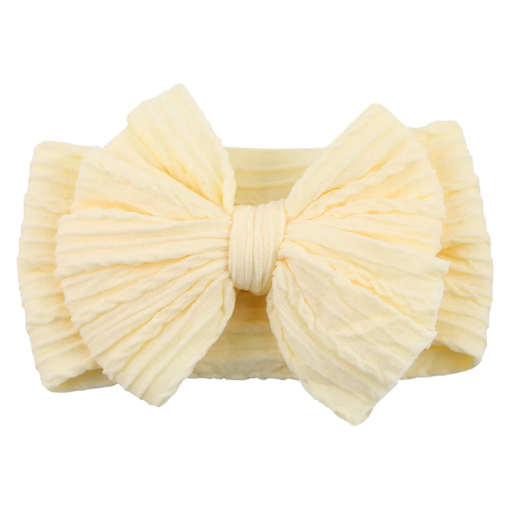 Newborn Solid Cable Baby Bow Headband for Child - Plush Fashions Shop 